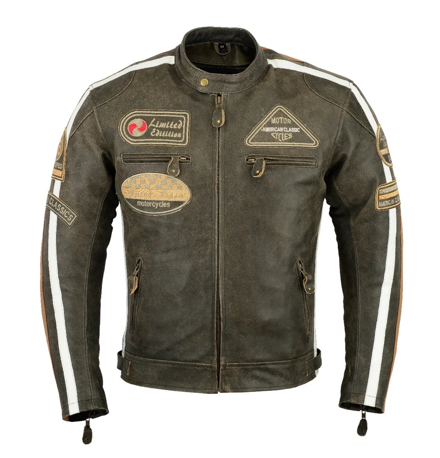 Braune NAWAB Herren Lederjacke im Retro-Look