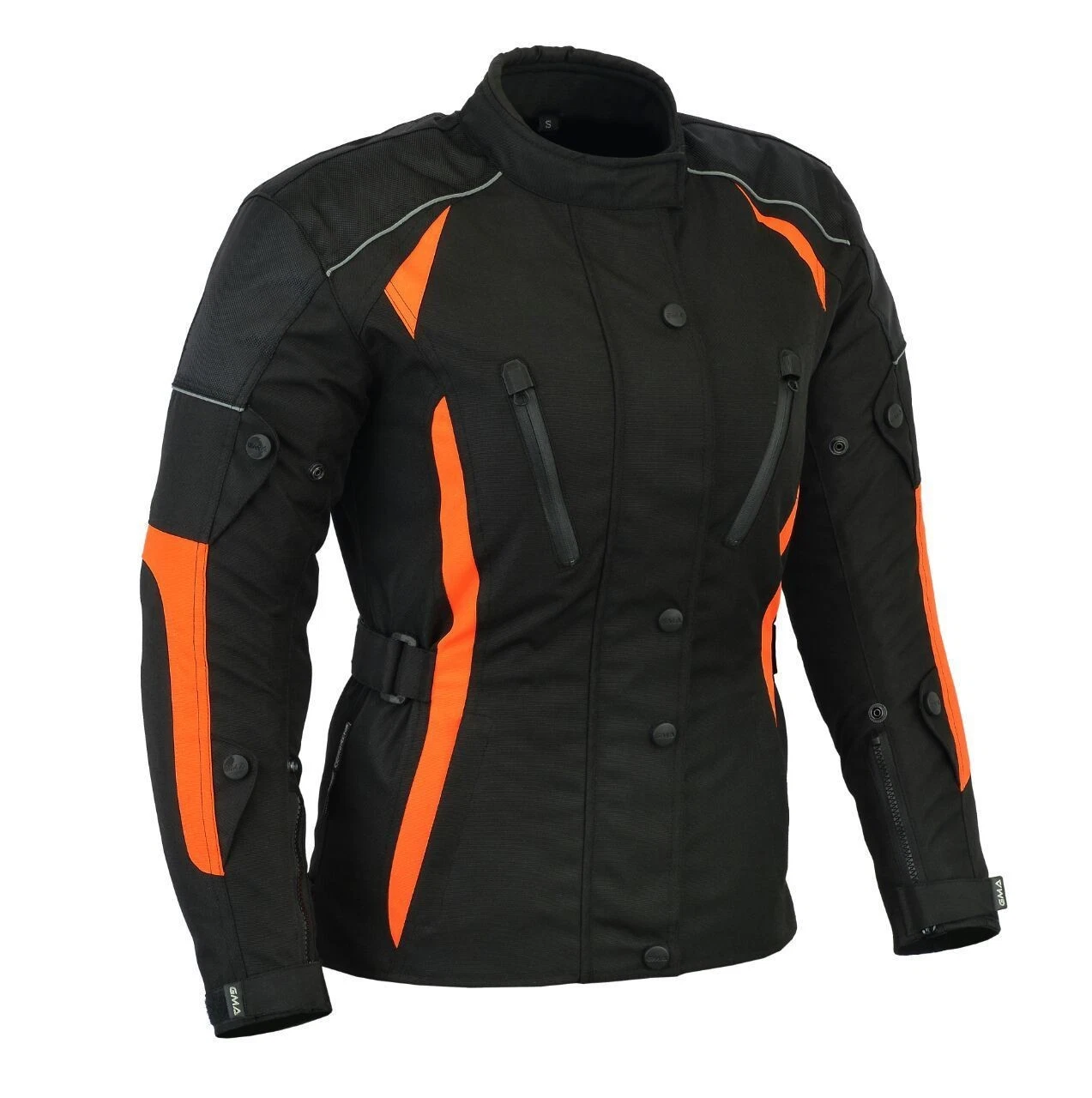 A1 Neu Premium-Qualität Motorrad Cordura Damen Schwarz-Orange Jacke verfpgbar in 4 Farben