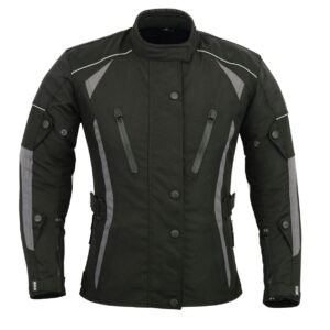 A1 Neu Premium-Qualität Motorrad Cordura Damen Schwarz-Grau Jacke verfpgbar in 4 Farben