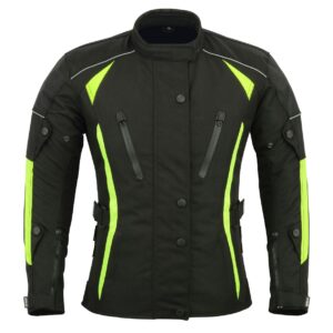 A1 Neu Premium-Qualität Motorrad Cordura Damen Schwarz-Grün Jacke verfpgbar in 4 Farben