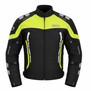 Neu Premium Herren Motorradjacke Schwarz Grün Biker Textil Motorrad Jacke A6 Front-Ansicht