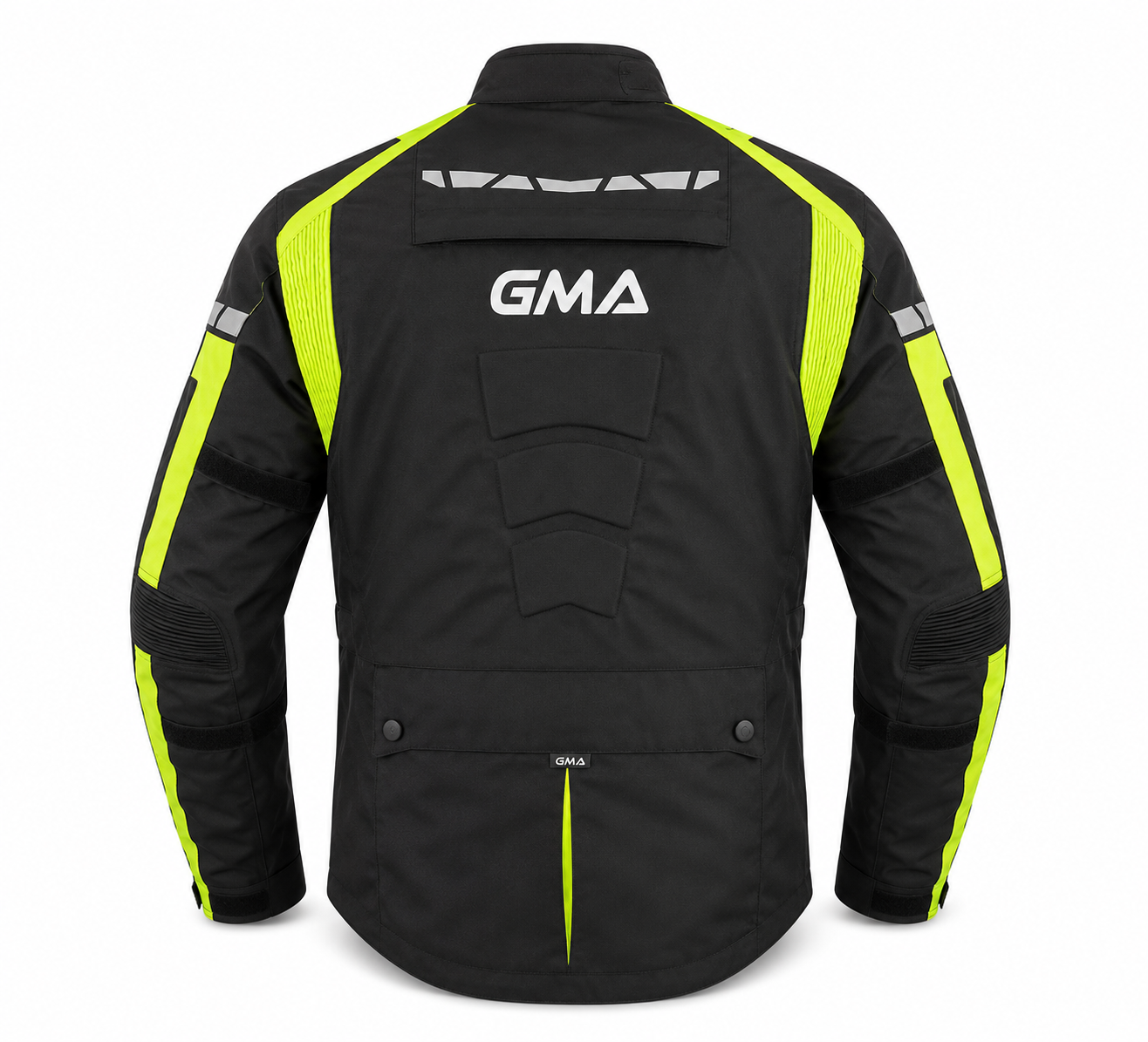 Neu Premium Herren Motorradjacke Schwarz Grün Biker Textil Motorrad Jacke Rück-Ansicht