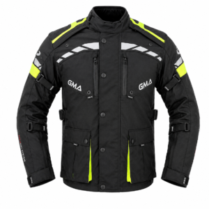 Neu Premium Herren Motorradjacke Schwarz Grün Biker Textil Motorrad Jacke Front-Ansicht