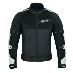 Neu Herren Motorradjacke Schwarz Grau Biker Textil Motorrad Jacke 3D Air Front-Ansicht