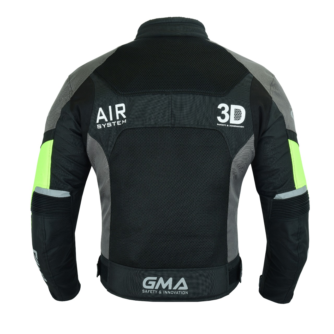 Neu Herren Motorradjacke Schwarz Neon Gelb Biker Textil Motorrad Jacke 3D Air Rück-Ansicht