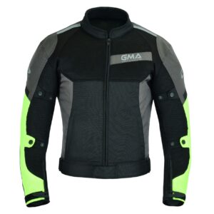 Neu Herren Motorradjacke Schwarz Neon Gelb Biker Textil Motorrad Jacke 3D Air Front-Ansicht