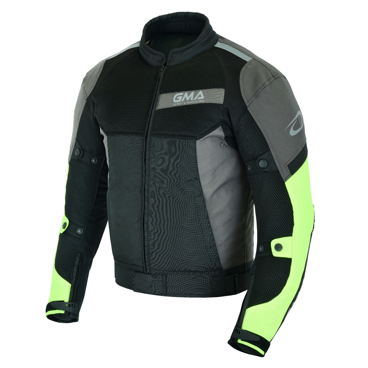 Neu Herren Motorradjacke Schwarz Neon Gelb Biker Textil Motorrad Jacke 3D Air Seiten-Ansicht 2