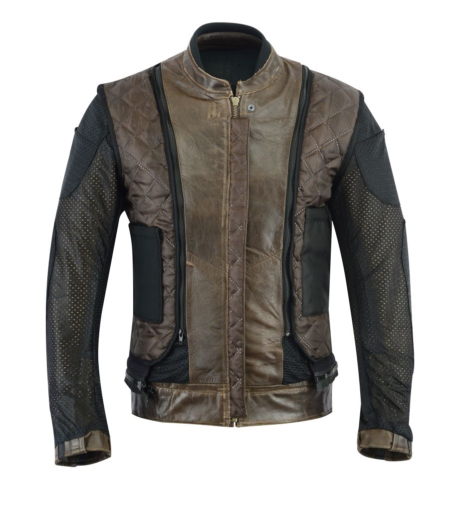 Herren Motorradjacke Biker Motorrad Leder Jacke voransicht 2