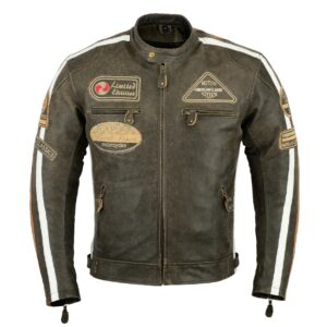 Herren Cracker American Lederjacke Braun Front-Ansicht