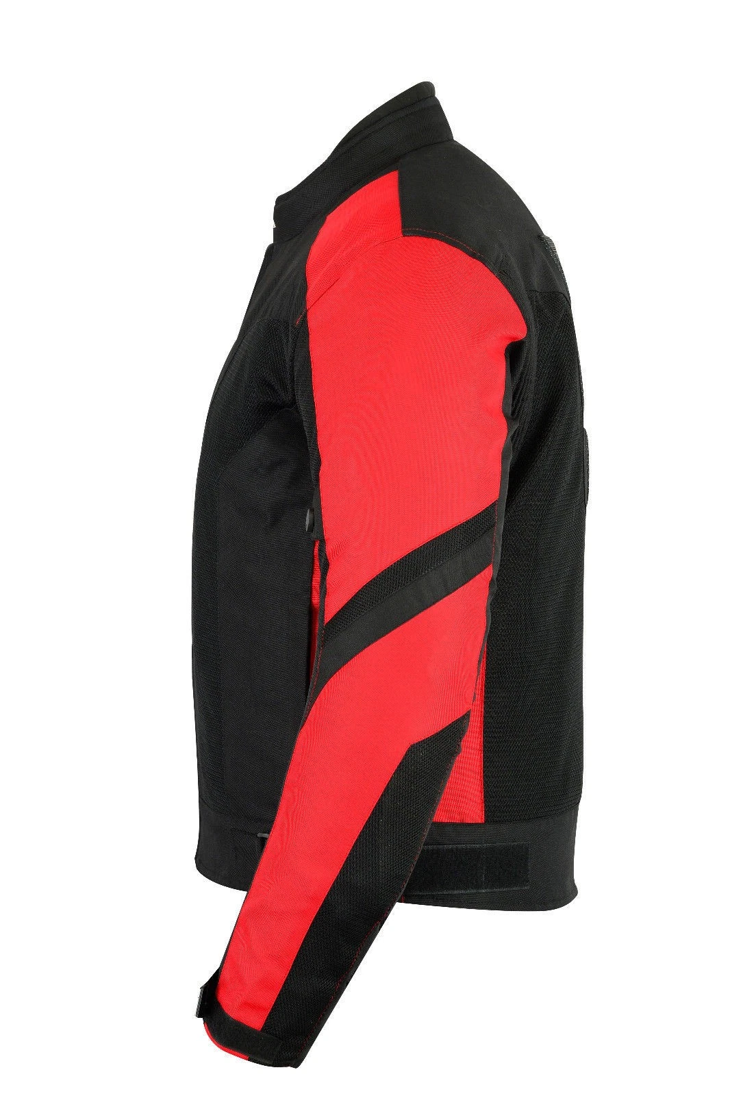 Herren Motorradjacke Schwarz Rot Seitenprofil