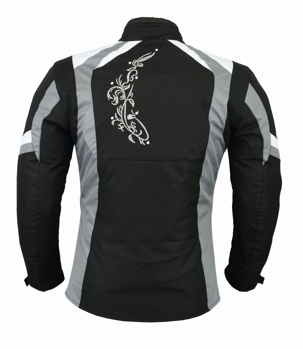 Damen Motorrad Jacke Schwarz-Grau