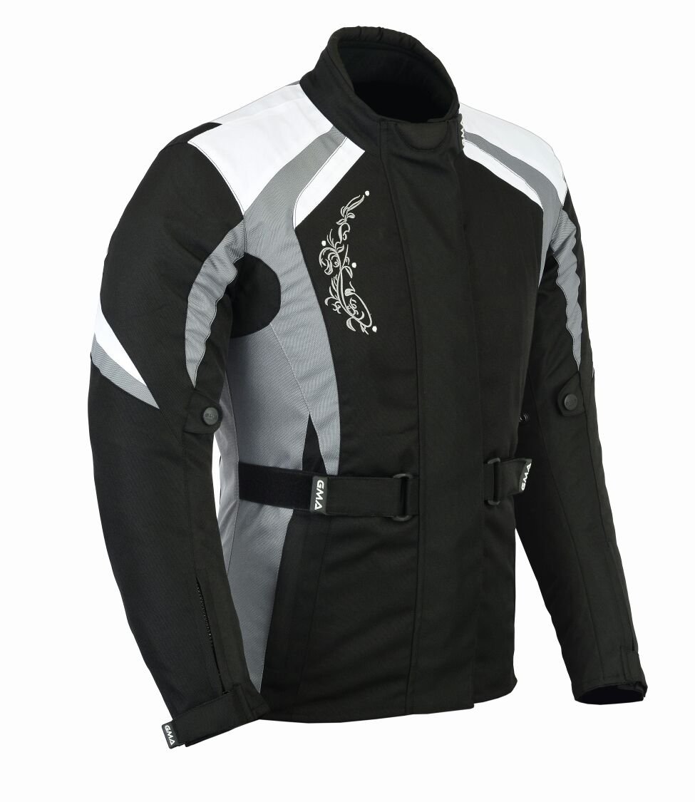 Damen Motorrad Jacke Schwarz-Grau